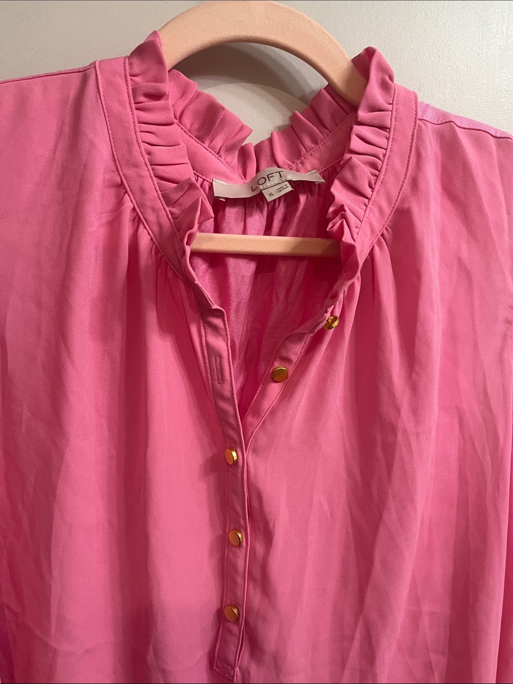 LOFT Pink Ruffle Neck Sleeveless Shell - Picture 14 of 14
